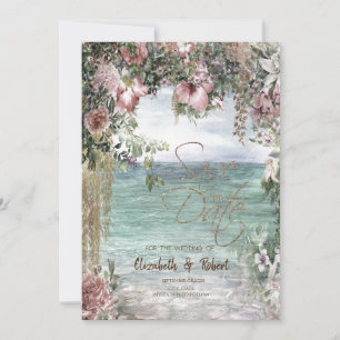 Chic Flowers Ocean The Date Card