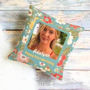 Chic Flowers Photo Gifts for 21 Year Old Female Cushion