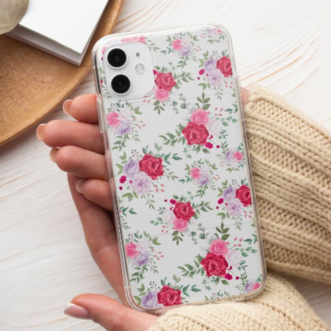 Chic Flowers Pink and red Botanical Stylish Case-Mate iPhone Case (Creator Uploaded)