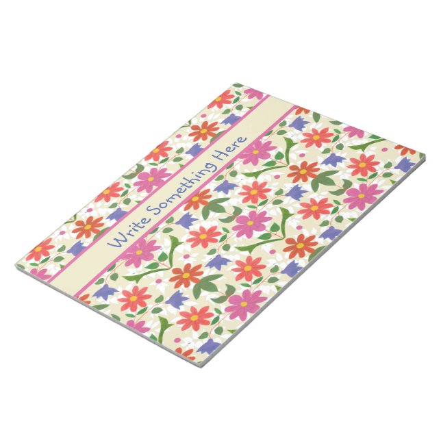 Chic Flowers, Polka Dots on Ecru Notepad or Jotter (Angled)