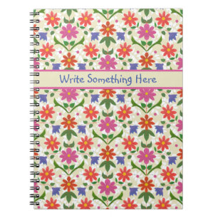 Chic Flowers, Polka Dots on Ecru Spiral Notebook