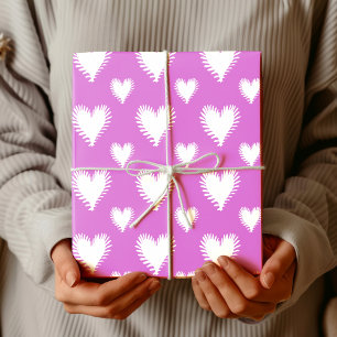 Chic Fluffy White Valentine Heart Orchid Wrapping Paper
