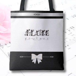 Chic Flute Boutique Black and White Musician Tote Bag