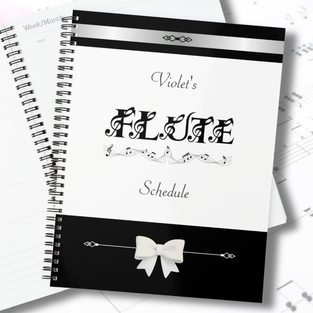Chic Flute Student Schedule Organiser (Organize your rehearsals in style. A chic musician planner for the dedicated flutist.)