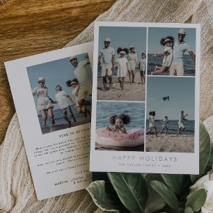 Chic Foil Happy Holidays Year In Review 5 Photo Holiday Card