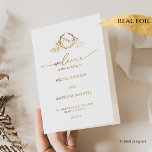 Chic, Foil Monogram Wedding Folded Program<br><div class="desc">Welcome your guests with sophistication and style with this elegant real foil monogrammed wedding program. Featuring exquisite foil accents on both the front and back, with golden text inside, this program is a perfect blend of modern elegance and timeless beauty. The front showcases a stunning hand-drawn monogram of the couple's...</div>