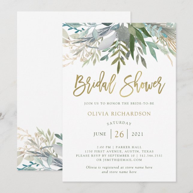 Chic Foliage | Bridal Shower Invitation (Front/Back)