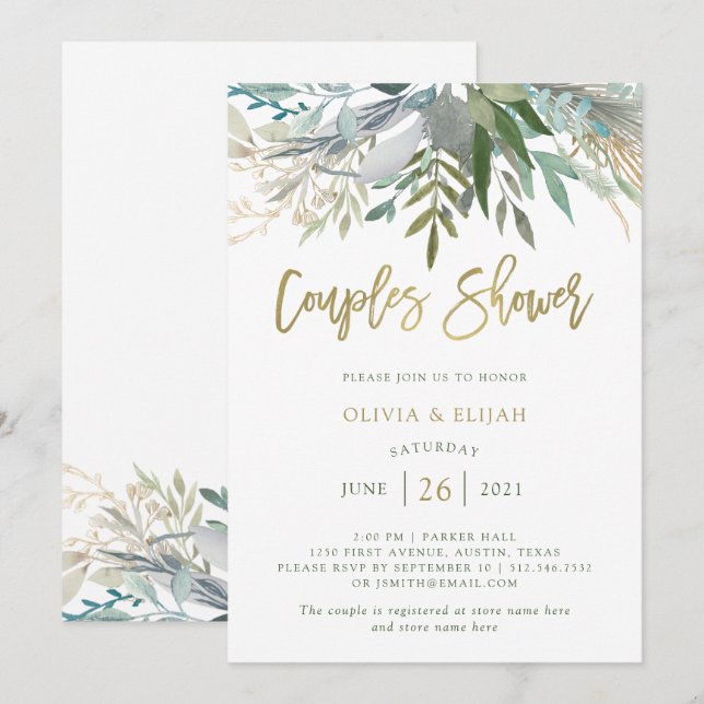 Chic Foliage | Couples Shower Invitation (Front/Back)