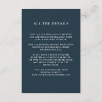Chic Foliage | Dark Blue Wedding Guest Details