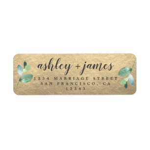 Chic Foliage Dark Green Gold Return Address Label