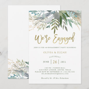 Chic Foliage   Engagement Party Invitation