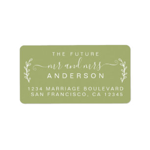 Chic Foliage Future Mr Mrs Wedding Return Address Label
