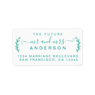 Chic Foliage Future Mr Mrs Wedding Return Address Label