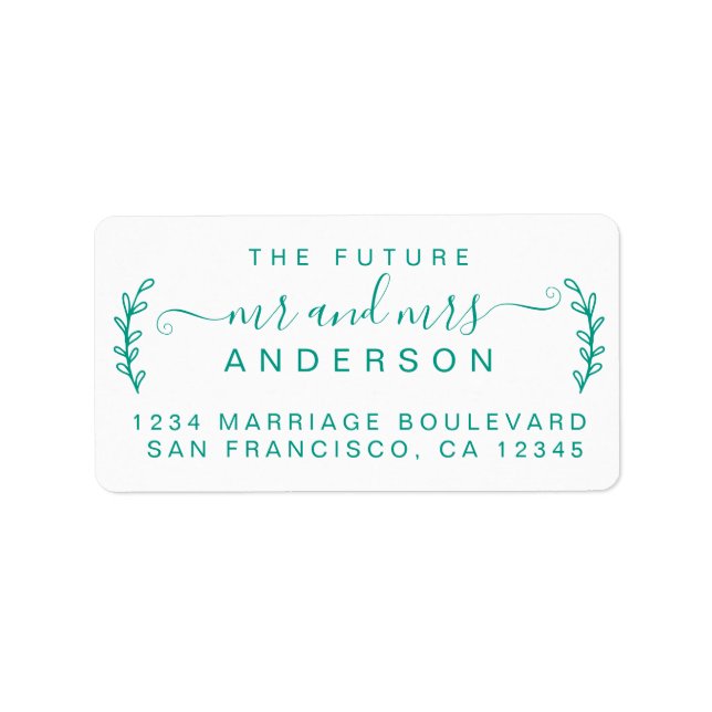 Chic Foliage Future Mr Mrs Wedding Return Address  Label (Front)