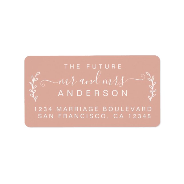 Chic Foliage Future Mr Mrs Wedding Return Address Label (Front)