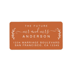 Chic Foliage Future Mr Mrs Wedding Return Address Label