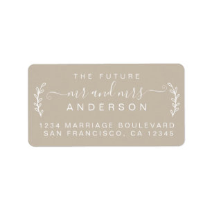 Chic Foliage Future Mr Mrs Wedding Return Address Label