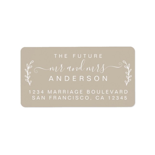 Chic Foliage Future Mr Mrs Wedding Return Address Label (Front)