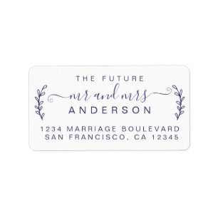 Chic Foliage Future Mr Mrs Wedding Return Address Label