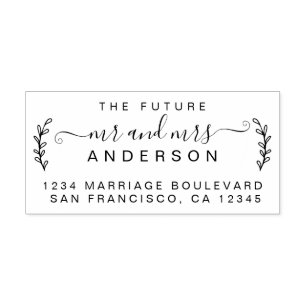 Chic Foliage Future Mr Mrs Wedding Return Address Self-inking Stamp