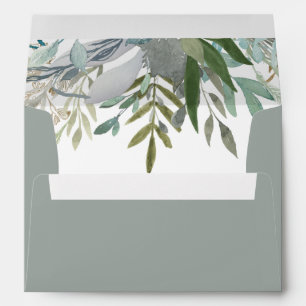 Chic Foliage   Grey Green Wedding Envelope