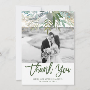 Chic Foliage   Photo Wedding Thank You Card