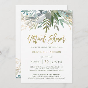 Chic Foliage   Virtual Bridal Shower Invitation