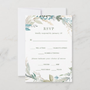 Chic Foliage   Wedding Meal Choice RSVP Card