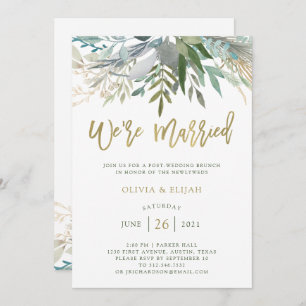 Chic Foliage We're Married Invitation