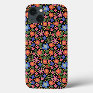 Chic Folk Art Style Floral on Black iPad Case