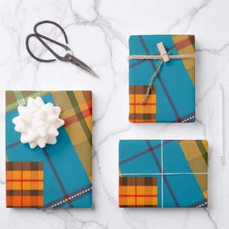 Chic Folk Plaid Wrapping Paper Sheet