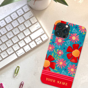 Chic For Her Red Flowers Pattern Inspirivity iPhone 13 Pro Max Case