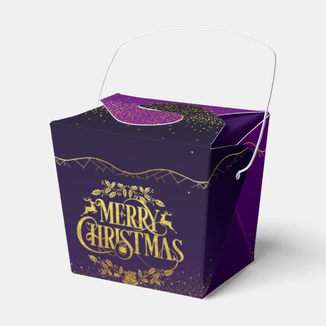 chic for purple and golden Christmas Favour Box (Front Side)