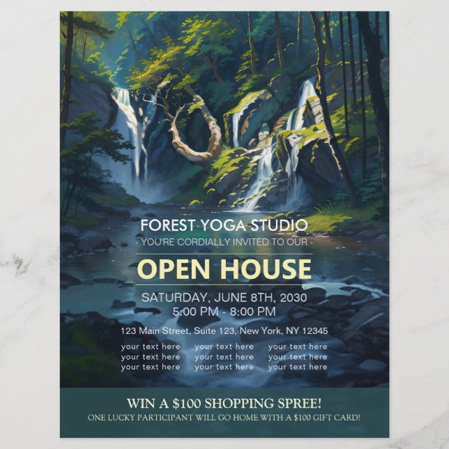 Chic Forest YOGA Hidden Text Meditation Instructor Flyer (Front)