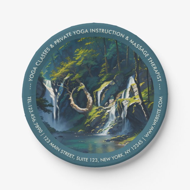 Chic Forest YOGA Hidden Text Meditation Instructor Paper Plate (Front)