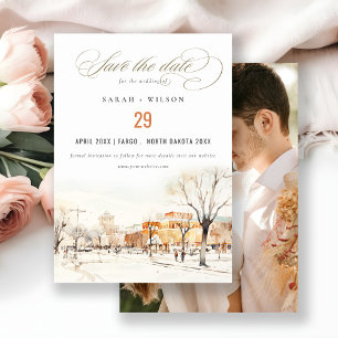 Chic Forgo North Dakota City Scape Photo Wedding Save The Date