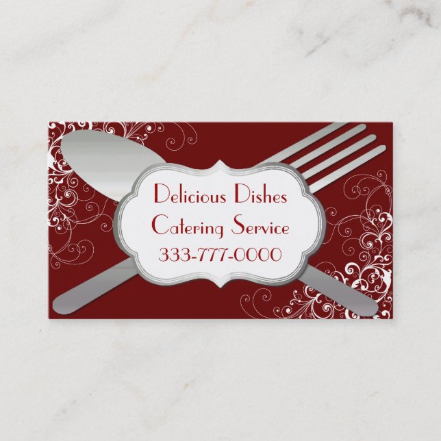 Chic Fork & Spoon Food Service Business Card (Front)
