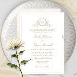 Chic Formal Champagne Monogram, Watercolor Wedding Invitation<br><div class="desc">Delight friends and family with this elegant wedding invitation showcasing exquisite fine hand drawn leafy botanical monogram with bride and groom's initials. Front invitation trimmed with thin champagne cream hues watercolor frame, while invitation's back featuring beautiful watercolor wash in champagne, cream, ivory, buttercream and beige hues. Clean and simple design...</div>