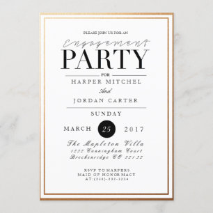 Chic & Formal Engagement Party   Gold Foil Invite