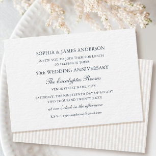 Chic Formal Wedding Anniversary 50th White Lunch Invitation