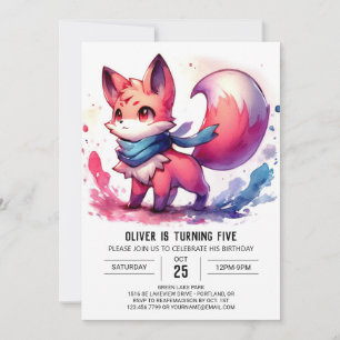  Chic Fox Birthday  Invitation