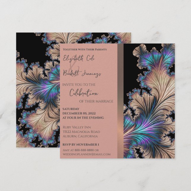 Chic Fractal Wedding Invitation (Front/Back)