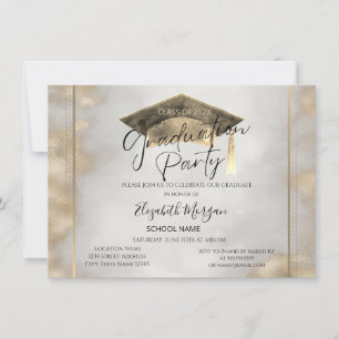  Chic Frame Grad Cap Gold Graduation  Invitation