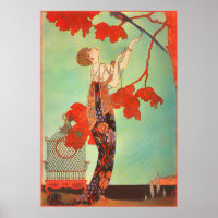 Chic French Art Nouveau Parrot Birdcage Garden Art