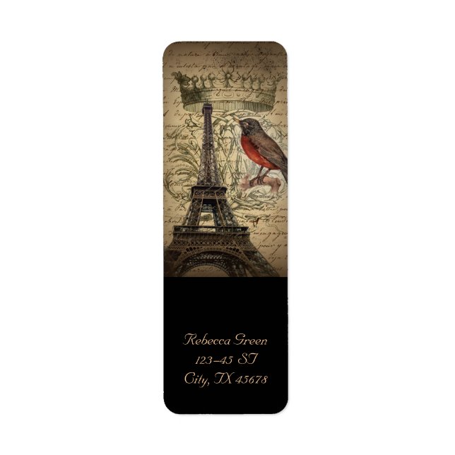 Chic French Bird Modern Vintage Paris Eiffel tower (Front)