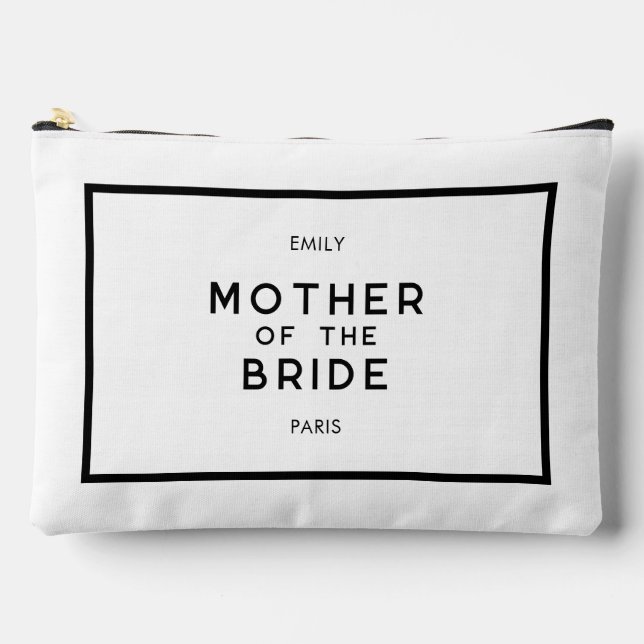 Chic French Black & White Mother Of The Bride Accessory Pouch (Front)