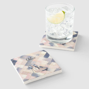 Chic French Blue Cream Blush High Heels Stone Coaster