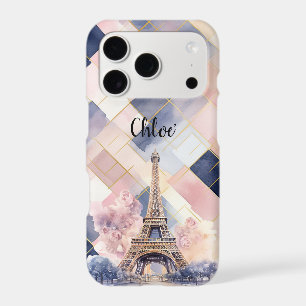 Chic French Blue Pink Eiffel Tower Paris