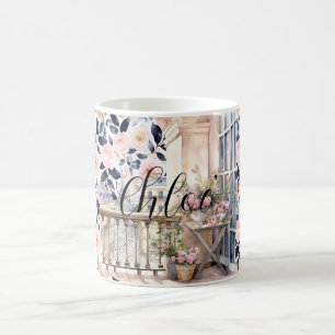 Chic French Blue Pink Paris Coffee Mug