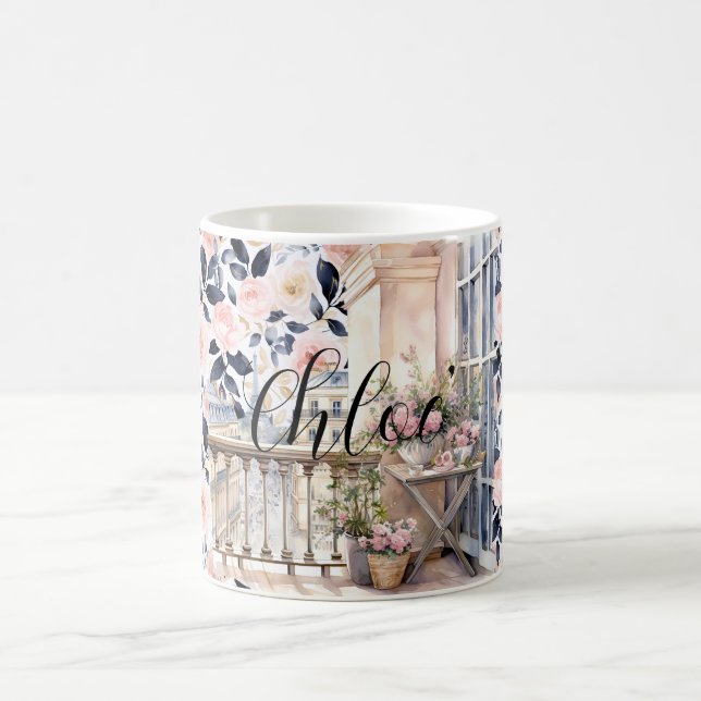 Chic French Blue Pink Paris  Coffee Mug (Center)